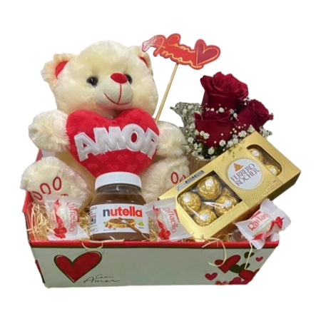 Cesta Amor Intenso com Ursinho 